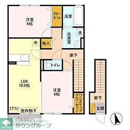 フローレス 2階2LDKの間取り