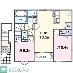 フィデール　ハイム 2階2LDKの間取り