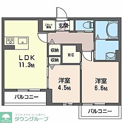 プラージュ・ノム 3階2LDKの間取り