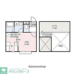 カーサチェレステ 2階ワンルームの間取り