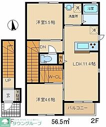 Ｓクラヴィエ　I・II 2階2LDKの間取り