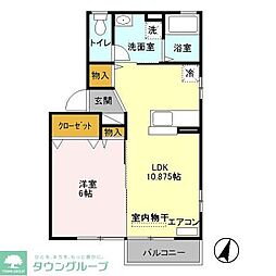 ウィステリア石倉 2階1LDKの間取り