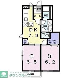 ララ・メゾンＢ 1階2DKの間取り