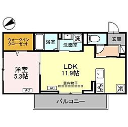 フェリーチェ　MAEBASHI 3階1LDKの間取り