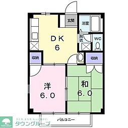 グリーンハイツＡ 1階2DKの間取り