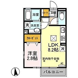 プリマヴェーラ 1階1LDKの間取り