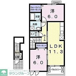 グラッツェＡ 2階2LDKの間取り