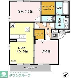 ガーデンリーブス　Ｂ 1階2LDKの間取り