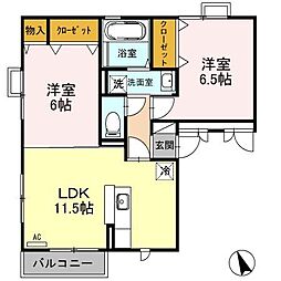ラ メール 3階2LDKの間取り