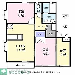 シティーハイツ　ルピナスＡ棟 2階2SLDKの間取り