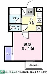 シティーハイツ　すずらん 1階1Kの間取り