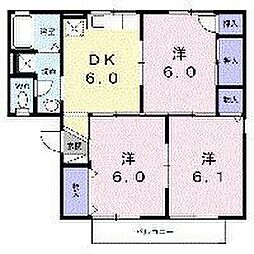 サンワハイツＢ 1階3DKの間取り