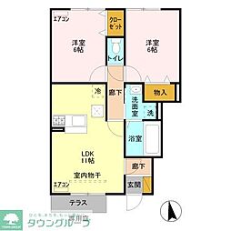 グランシャリオ大胡B 2LDKの間取図画像