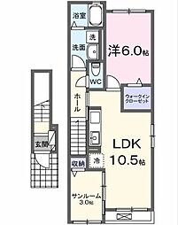 Ｋ−ＰＬＡＺＡ　II 2階1LDKの間取り