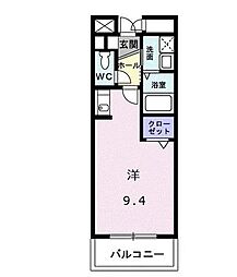 パレ・アラモード 2階ワンルームの間取り