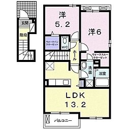 クリストゥルハウス　I 2階2LDKの間取り