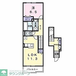 コンフォートパレス 2階1LDKの間取り