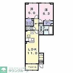 コンフォートパレス 1階2LDKの間取り