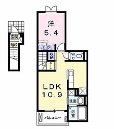 グレイスII 2階1LDKの間取り