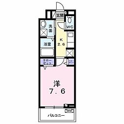 サーファ　前橋 2階1Kの間取り