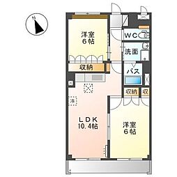 サンライズ・ガーデン 1階2LDKの間取り