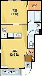 セジュール清水沼 1LDKの間取図画像