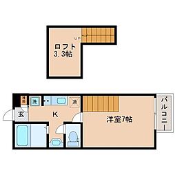 アスコット原町四丁目 1Kの間取図画像