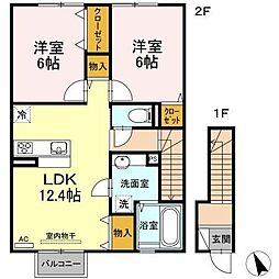 Ｄ−ｒｏｏｍ茂庭 2階2LDKの間取り