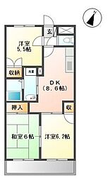 マンションクリア・スカイ 3DKの間取図画像