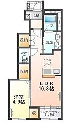 トータスV 1階1LDKの間取り
