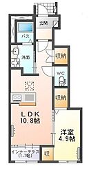 トータスV 1階1LDKの間取り
