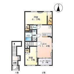 シェトワ 2LDKの間取図画像