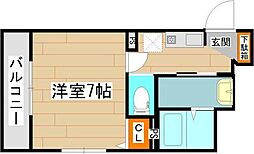 LibraCourt苦竹 1Kの間取図画像