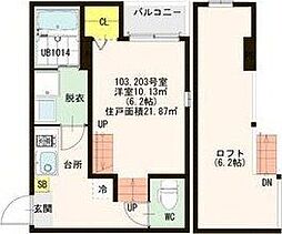 イースト・スクエア 1Kの間取図画像