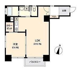 KDXレジデンス一番町 1LDKの間取図画像