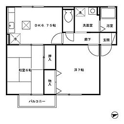 NF角五郎ハイツ 2DKの間取図画像