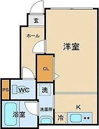 アムールモントル 1Kの間取図画像
