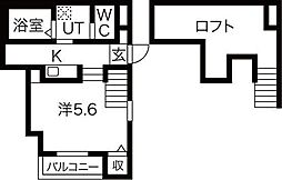 Unリヴィエール高松 1Kの間取図画像