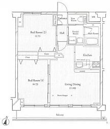 フィットエル仙台一番町 2LDKの間取図画像
