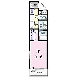 ドミール南仙台 1Kの間取図画像