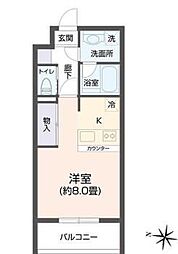 ヴィアーレ新寺 5階ワンルームの間取り