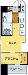 シェルグランデ原町 1DKの間取図画像