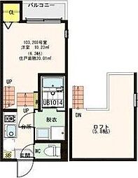 ハーモニーテラス福住町2 1Kの間取図画像