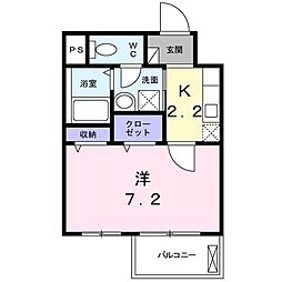 リバーサイドガーデン 1Kの間取図画像
