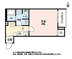 エルソルあすと長町 1階1Kの間取り