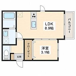 アルカンシエルO 1LDKの間取図画像