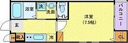 アリュール薬師堂 1Kの間取図画像