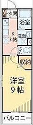ラヴィータ原町 1Kの間取図画像