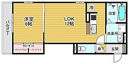 アビタシオン広瀬瑞鳳 1LDKの間取図画像