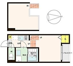 ハーモニーテラス小田原2 1Kの間取図画像